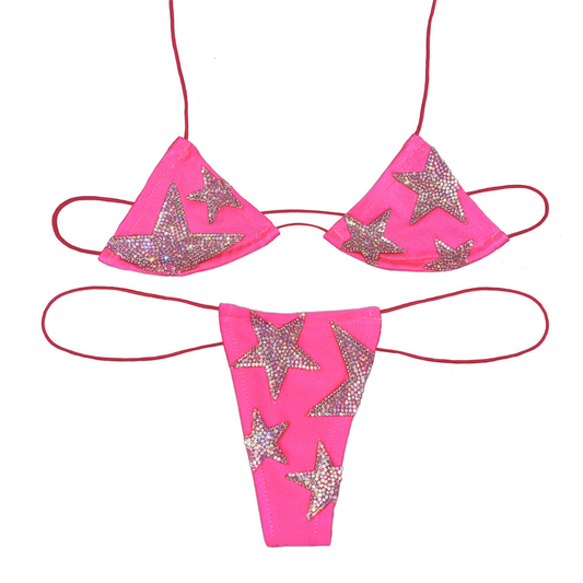 Hot Pink Stars Microkini