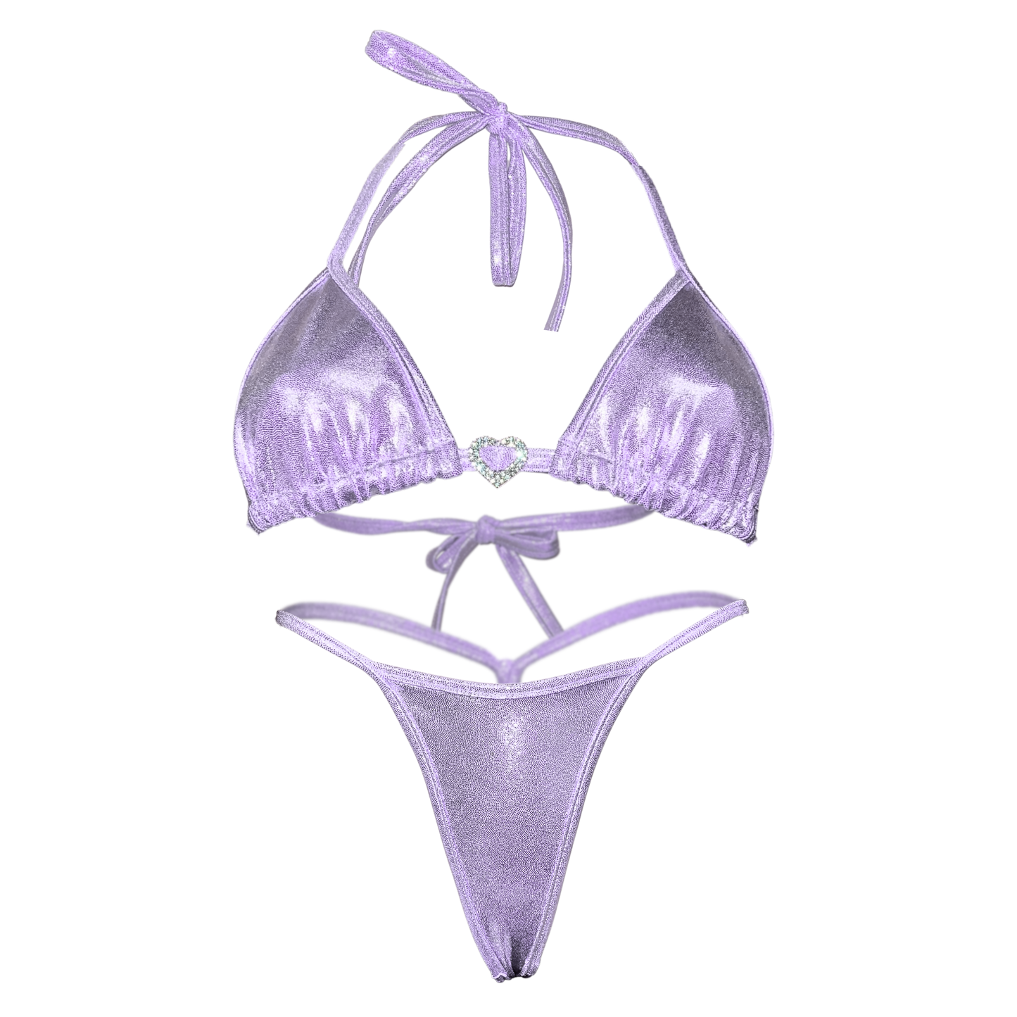Holographic Y Back Thong Bikini- Lilac