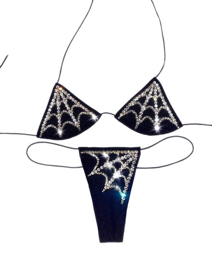 Rhinestone Spiderweb Microkini – photo 1