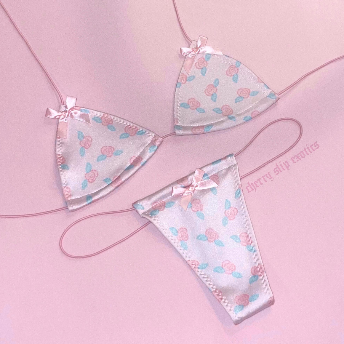 Satin Rosette Printed Microkini