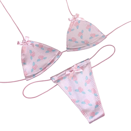 Rosette Print Satin Microkini – photo 1