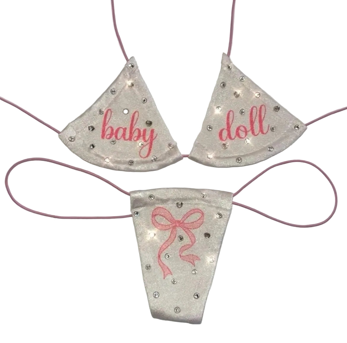 Rhinestoned Baby Doll Microkini - photo 3