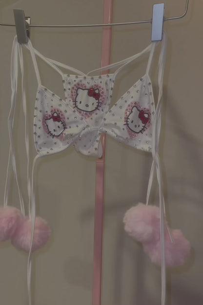 Heart Kitty Side Tie Bikini